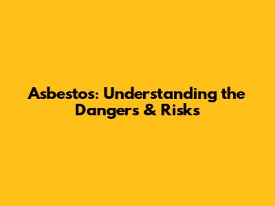 Asbestos: Understanding the Dangers & Risks