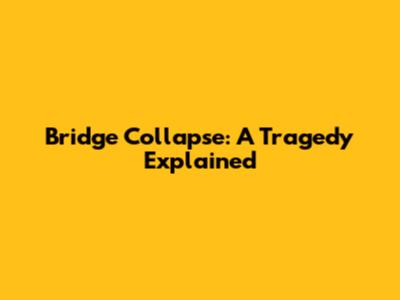 Bridge Collapse: A Tragedy Explained