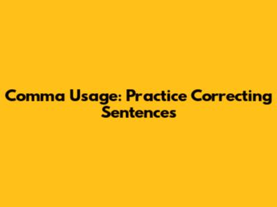 Comma Usage: Practice Correcting Sentences
