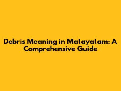 Debris Meaning in Malayalam: A Comprehensive Guide