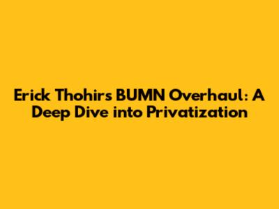 Erick Thohir's BUMN Overhaul: A Deep Dive into Privatization