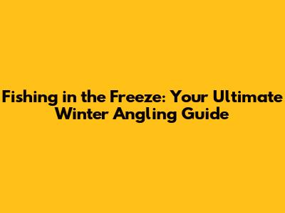Fishing in the Freeze: Your Ultimate Winter Angling Guide