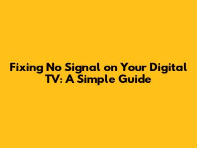 Fixing No Signal on Your Digital TV: A Simple Guide