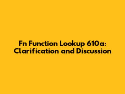 Fn Function Lookup 610a: Clarification and Discussion