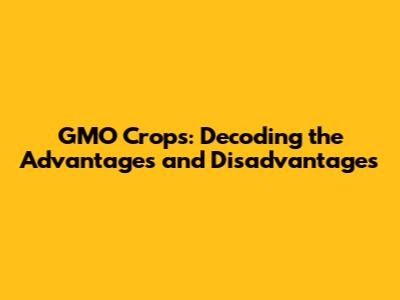 GMO Crops: Decoding the Advantages and Disadvantages