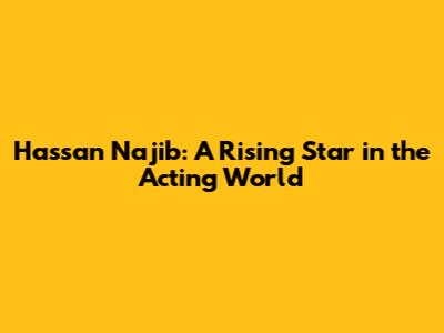 Hassan Najib: A Rising Star in the Acting World