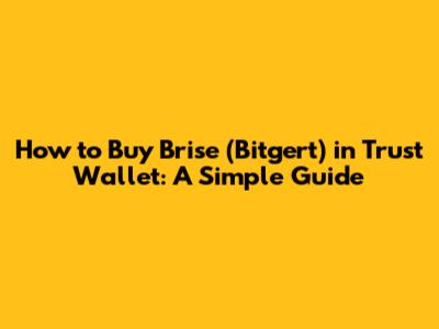 How to Buy Brise (Bitgert) in Trust Wallet: A Simple Guide