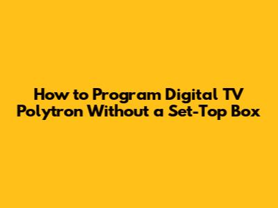 How to Program Digital TV Polytron Without a Set-Top Box