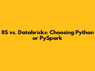 IIS vs. Databricks: Choosing Python or PySpark