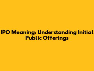 IPO Meaning: Understanding Initial Public Offerings