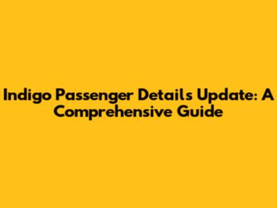 Indigo Passenger Details Update: A Comprehensive Guide