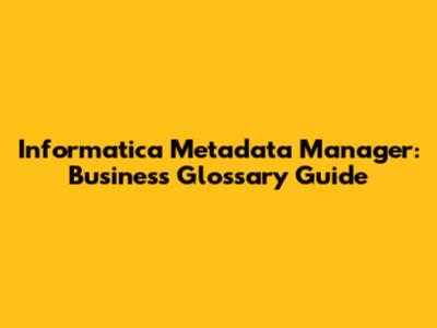 Informatica Metadata Manager: Business Glossary Guide
