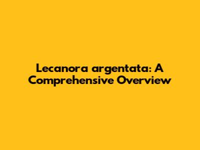 Lecanora argentata: A Comprehensive Overview