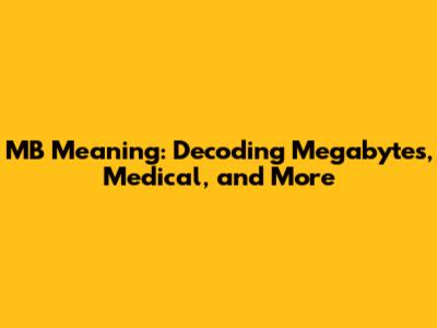 MB Meaning: Decoding Megabytes, Medical, and More