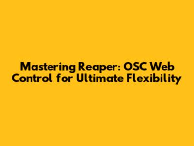 Mastering Reaper: OSC Web Control for Ultimate Flexibility