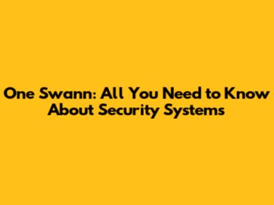 One Swann: All You Need to Know About Security Systems