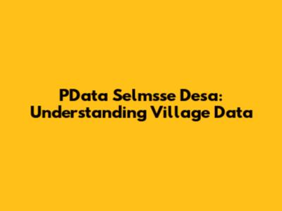 PData Selmsse Desa: Understanding Village Data