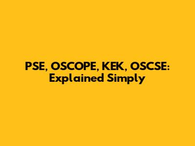 PSE, OSCOPE, KEK, OSCSE: Explained Simply