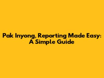 Pak Inyong, Reporting Made Easy: A Simple Guide