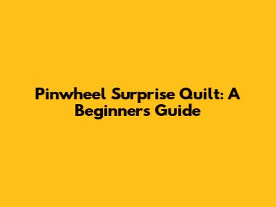 Pinwheel Surprise Quilt: A Beginner's Guide