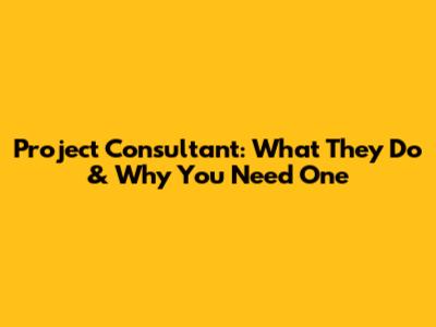 Project Consultant: What They Do & Why You Need One