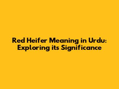 Red Heifer Meaning in Urdu: Exploring its Significance
