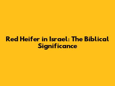 Red Heifer in Israel: The Biblical Significance