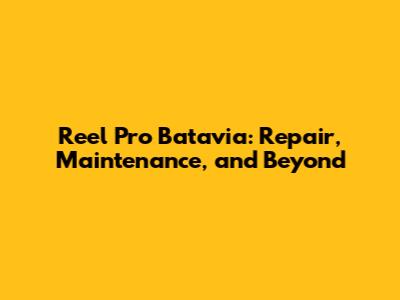 Reel Pro Batavia: Repair, Maintenance, and Beyond