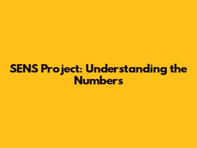 SENS Project: Understanding the Numbers