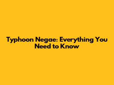 Typhoon Negae: Everything You Need to Know