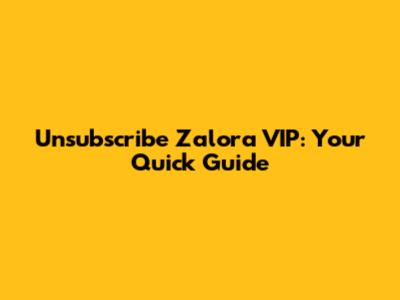 Unsubscribe Zalora VIP: Your Quick Guide