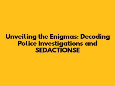 Unveiling the Enigmas: Decoding Police Investigations and SED'ACTIONSE