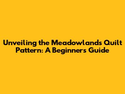 Unveiling the Meadowlands Quilt Pattern: A Beginner's Guide