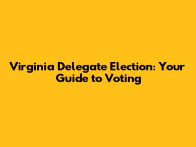 Virginia Delegate Election: Your Guide to Voting